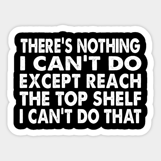 there's nothing i can't do except reach the top shelf i can’t do that